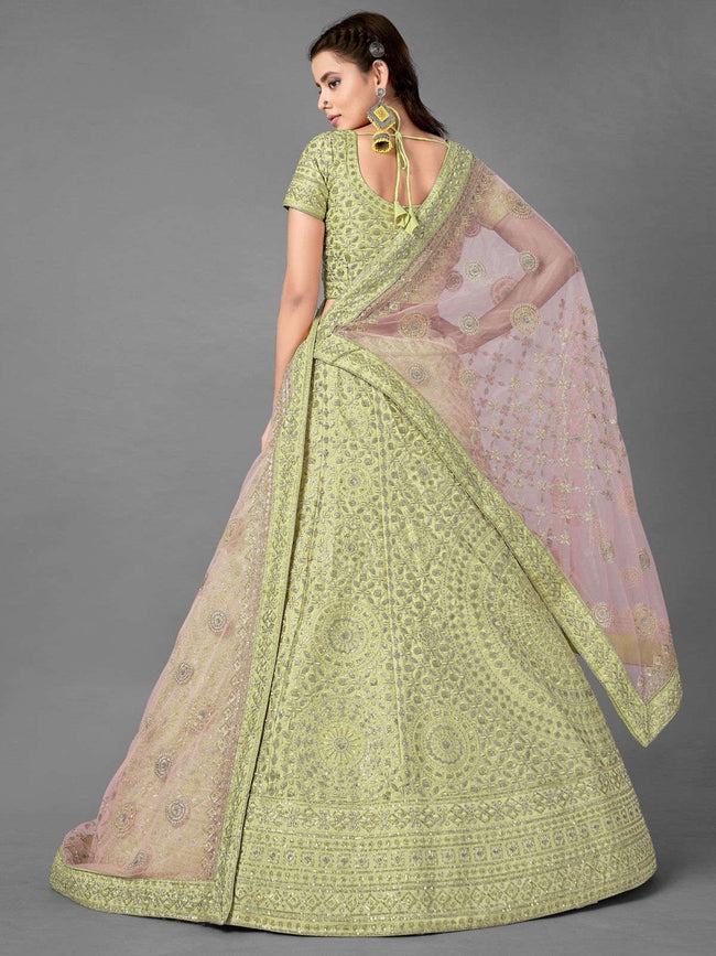 SATIN Semi-Stitched Green Colour Dulhan Lehenga Choli, Size: Free Size at  Rs 2100 in Surat